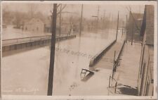 Kokomo, IN: RPPC 1913 Flood, Union Street Bridge vtg Indiana Real Photo Postcard picture
