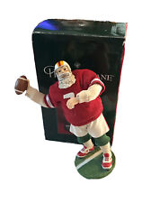 Macy’s Holiday Lane Fabric Mache Sports Santa Playing Throwing Football 10.5” picture