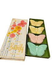 VINTAGE AVON HOSTESS SOAP SET - 4 BUTTERFLY COLORED SOAPS IN PACKAGE Unused picture