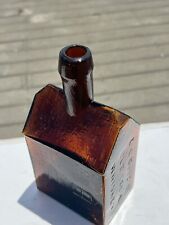 Amber EG Booz’s Old Cabin Whiskey  Bottle, Open Pontil, Crude, Seed Bubbles, OLD picture