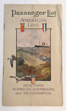 1908 AMERICAN LINEUS MAIL STEAMER PHILADELPHIA PASSENGER LIST NY TO ENGLAND picture