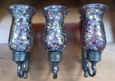 The Bombay Company Mosaic Glass Metal Candle Wall Sconce 12” Set Of 3 picture