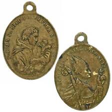 Antique Vintage French Double Saint Medal St Augustin + Jean de Dieu/John of God picture