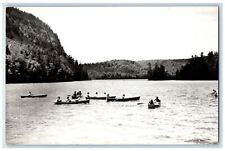 c1940's Canoeing Boating Pyramid Lake New York NY RPPC Unposted Photo Postcard picture