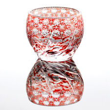 Red 2oz Crystal Shot Glass Liquor Spirits Sake Glass Japanese Style Edo Kiriko picture