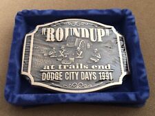Vintage NOS NIB 1991 Dodge City Days Roundup Trail Campfire ADM Belt Buckle picture