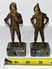 Pair Of BRONZE MINIATURE FIGURINES On MARBLE BASES Antique BRONZE FIGURINES picture
