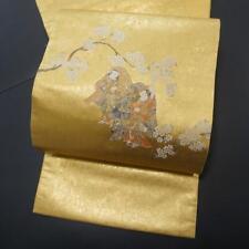 Japanese Genuine Gold Leaf Nagashima Obi Pure Silk Fukuro Children'S Formal  picture