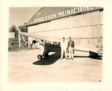 Vintage Taylor J-2 Cub 1940s B&W Photo Airplane Two Men Henderson TX NC17214 picture