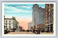 Charlotte NC-North Carolina, Independence Square, Vintage c1932 Postcard picture