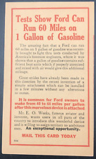 VTG E. O. Weeks Ford Gasoline Additive 60 Miles on 1 Gallon Advertising Postcard picture