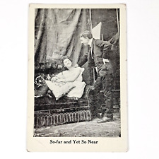 ANTIQUE WW1-ERA LOVE & ROMANCE FLIRTING GIRL ON BED RPPC POSTCARD UNPOSTED picture