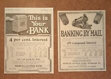 Vintage Antique Old Business Finance Decor - Banking By Mail - 1903 Art AD LOT picture
