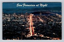 San Francisco CA-California, Aerial Of Night, Antique, Vintage c1963 Postcard picture
