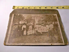 Vintage 1920's B&W Photo Big Family Large Group Children Outdoors  picture