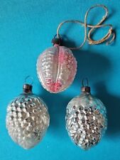 Antique Vintage Blown Glass Bumpy BERRY Mini Christmas Ornaments~Lot Of 3 picture