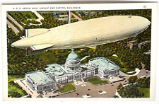 Zeppelin Postcard U.S.S. Akron, Navy Airship and Capitalol Buildings A 10 picture