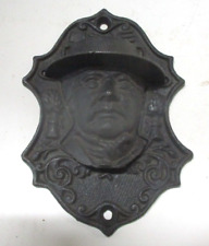Vintage Cast Iron Black Amish Quaker Man Head/Face Match Safe Holder picture