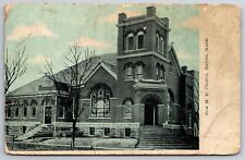 Galena Kansas~New Methodist Episcopal Church Bldg Street View~Vintage Postcard picture