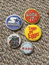 VINTAGE LOT 5 ASSORTED  Buttons Pins 1980’s 90’s Book It picture
