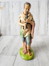 Vintage Shepherd flute musician boy Nativity large statue figurine Xmas decor picture