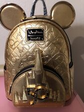 New Walt Disney World 50th Anniversary Loungefly Backpack Genuine Gold Sold Out picture