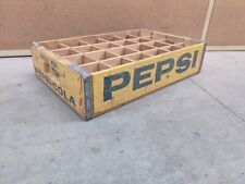 Vintage Wooden Yellow and Blue Pepsi Cola Bottle Crate - 18,5