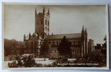 Vintage Buckfast Abbey Church North View Building Old Cars RPPC Postcard picture