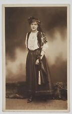 RPPC Beautiful Woman Braided Hair Lace Shawl Traditional Dress Postcard G24 picture