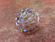 Vintage BUTTON*Large Iridescent Faceted GLASS Button (J19) picture
