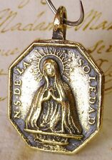 ANTIQUE 18TH CENTURY OUR LADY OF SOLITUD & FRANCIS OF PAOLA BRONZE ROSARY MEDAL picture