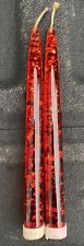Vintage MCM Mid Century RED LUCITE CANDLE STICKS Gold flakes candles 8
