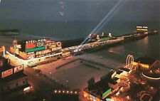 Postcard NJ Atlantic City Boardwalk Steel Pier Night View Spot Lights Neon Light picture