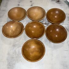 VINTAGE WOODEN BOWL LOT- 7 OLDER UNMARKED WOODEN BOWLS-2” TALL BY ABOUT 5.25” picture