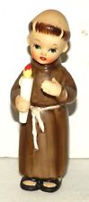 Monk Little Alter Boy Holding Candle Brown Robe Napco 4.75