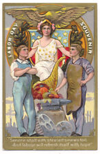 LABOR DAY Poster-Style Embossed Postcard ca1910 PATRIOTIC picture