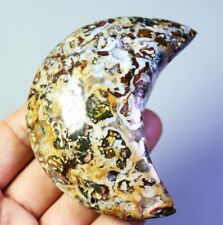Amazing  Natural Ocean Jasper Agate Quartz Crystal Carved Moon Carving Healing picture