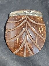 Antique Australian Snuff box made from Burra Nut Hand Carved with Silver latch picture