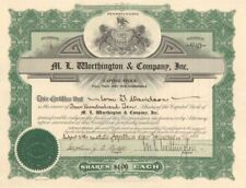 M.L. Worthington and Company, Inc. - Certificate number 1 - 1925 dated Stock Cer picture
