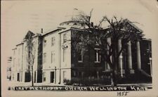 1955 WELLINGTON KS  METHODIST CHURCH rppc REAL PHOTO postcard picture