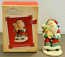2004 Hallmark Keepsake Christmas Ornament Sitting On Santa's Lap With Sound picture