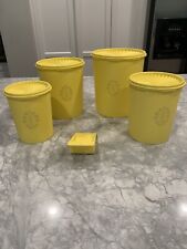 Vintage Yellow Tupperware 4 Canister Set  With Lids Nesting Canisters & Scoop picture
