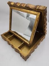 1950's Mid-Century Large Box w/Mirror Vanity Wood Gold/Black Size on description picture