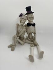 Mr. and Mrs. SKULL Skeleton Shelf Sitter SPOOKY Wedding Figurine picture