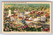 Akron OH-Ohio, Aerial Of Downtown Section, Antique, Vintage Souvenir Postcard picture