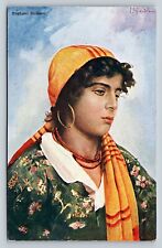 Colorful Sicilian Costume On Woman Art Print DB Unposted VINTAGE Postcard picture