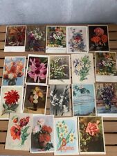 Russian postcards 1950s USSR flowers signed picture