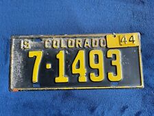 1943 1944 Colorado Passenger License Plate # 7-1493 Original picture