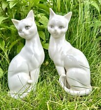 Vintage Pair Of Porcelain Cats Kitty Retro Home Decor picture