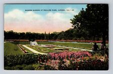 Aurora IL-Illinois, Phillips Park Sunken Garden, Antique Vintage Postcard picture